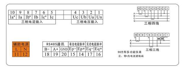 ZJGY901-多功能电力仪表接线图